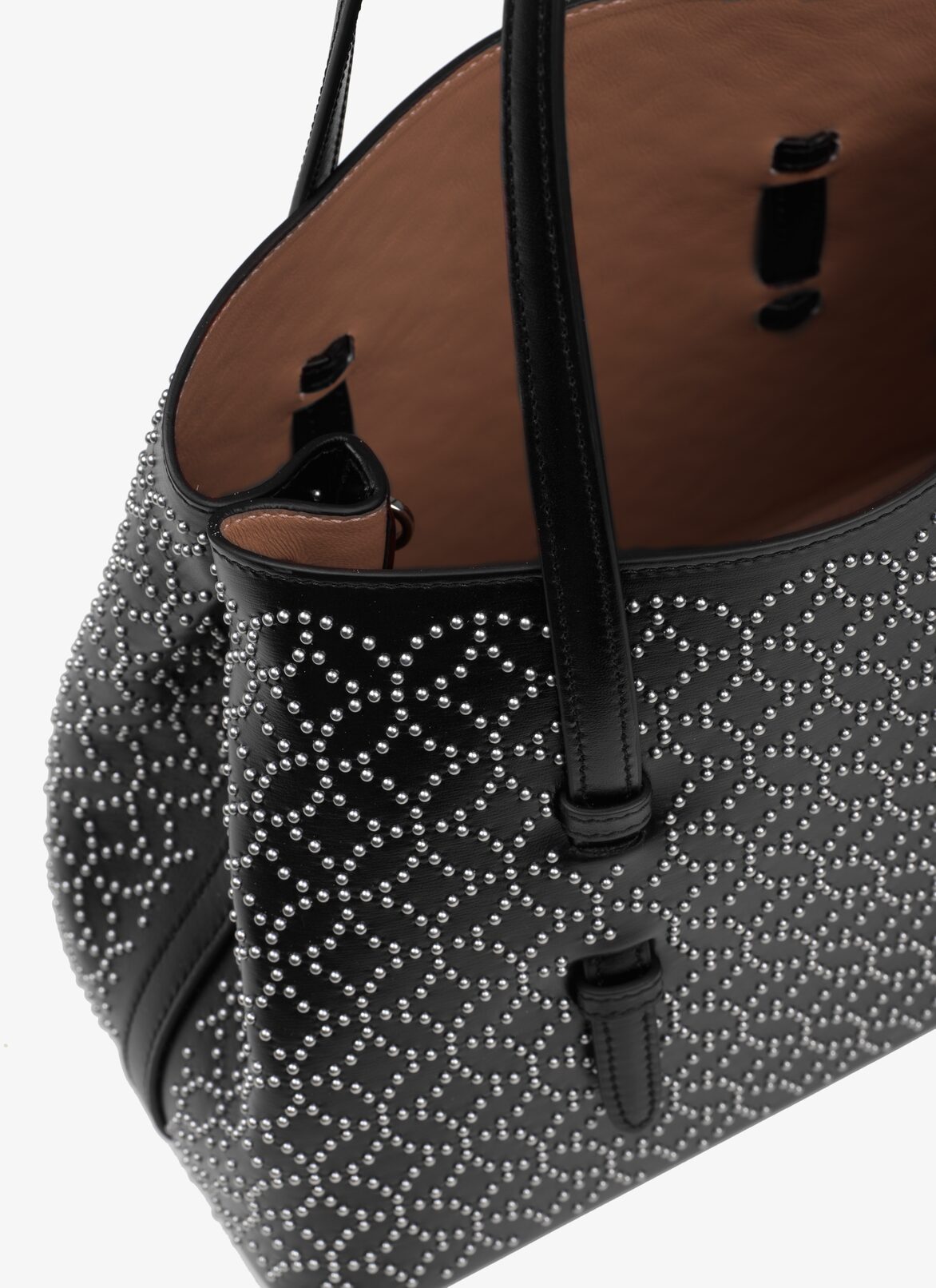 TOTE BAG CUIR LUX CLOU ARABESQUE BLACK ALAÏA BLACK  TOTE BAG CUIR LUX CLOU ARABESQUE BLACK